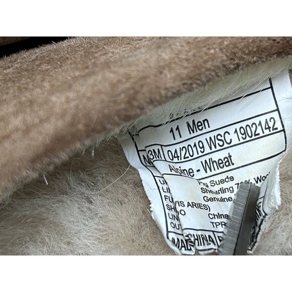 Staheekum Alpine Slipper Mens Size 11 Sherpa Lined Wheat Tan Pig Suede - Picture 5 of 9